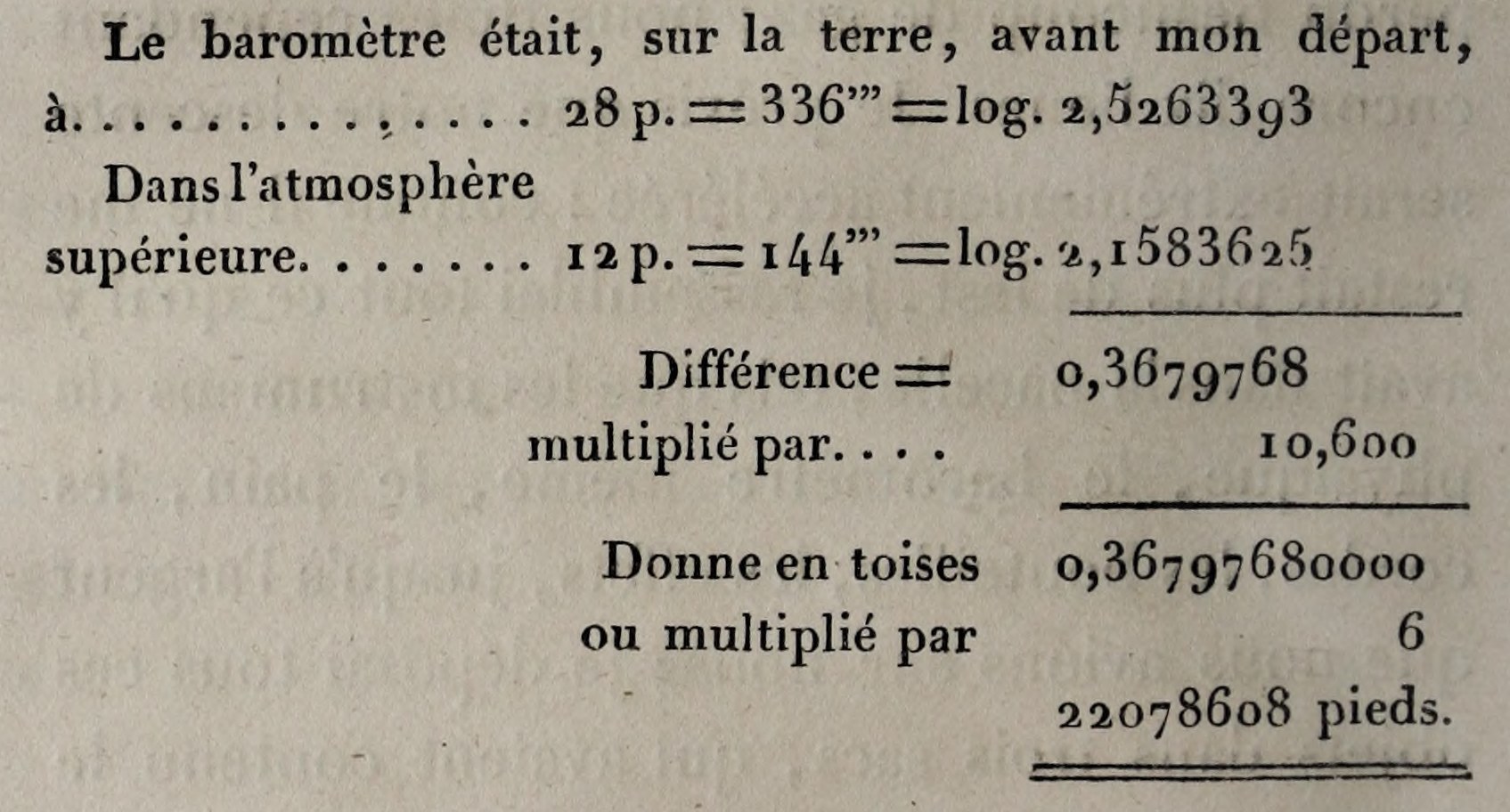 Original barometric calculation, Volume II, p.82. Its printed numerical inconsistencies are retained in the translation and discussed in the editorial record.